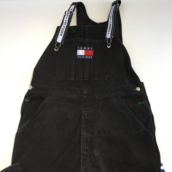 Vintage Tommy Hilfiger Black Denim Overall Mens Size Large - Picture 2 of 14